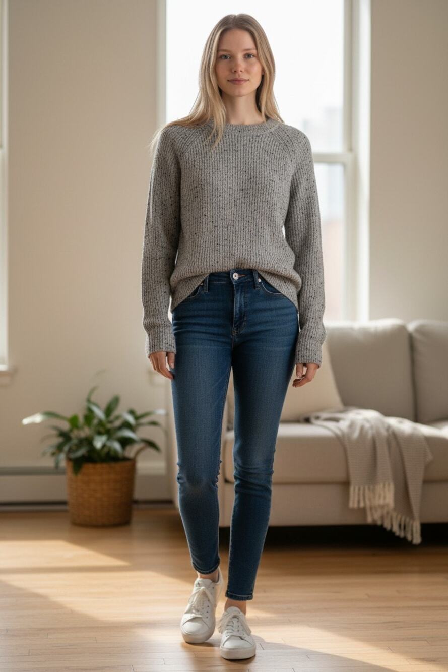 Abercrombie & Fitch Gray Wool Ribbed Knit Pullover Crew Neck Sweater Top Size M
